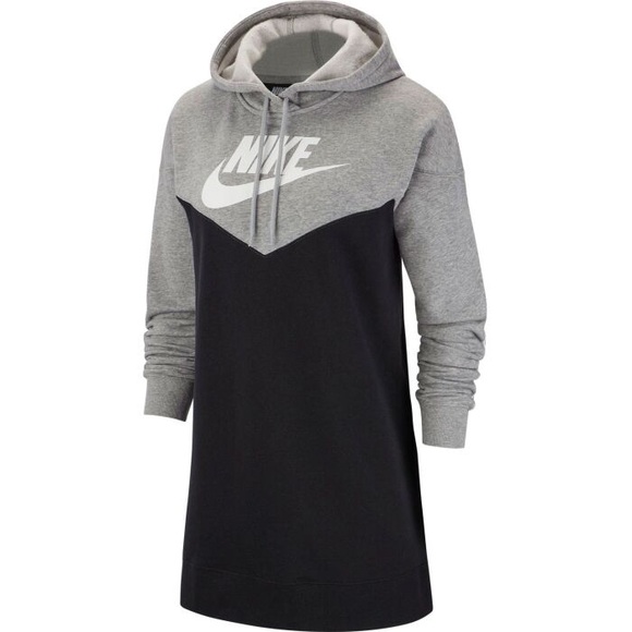 Nike Sportswear Heritage Black Gray Hoodie Dress - Picture 5 of 16